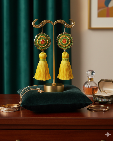 Háčkované  dizajnové náušnice "Ohnivá šou"